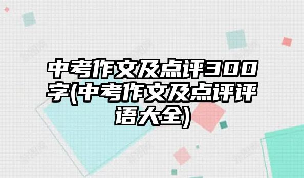 中考作文及點評300字(中考作文及點評評語大全)