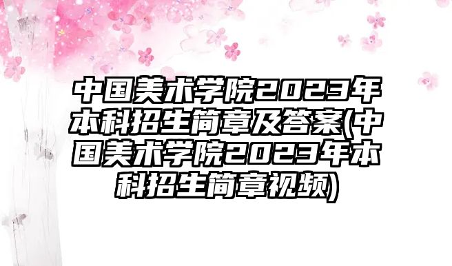 中國美術(shù)學(xué)院2023年本科招生簡章及答案(中國美術(shù)學(xué)院2023年本科招生簡章視頻)