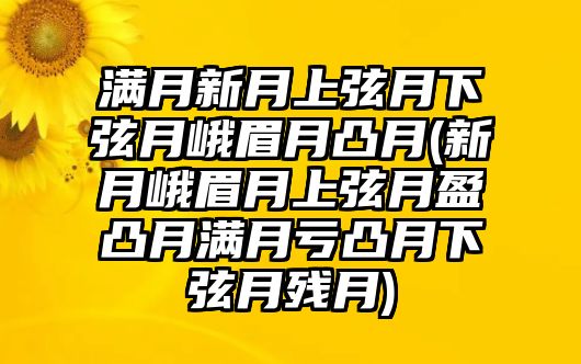 滿月新月上弦月下弦月峨眉月凸月(新月峨眉月上弦月盈凸月滿月虧凸月下弦月殘月)