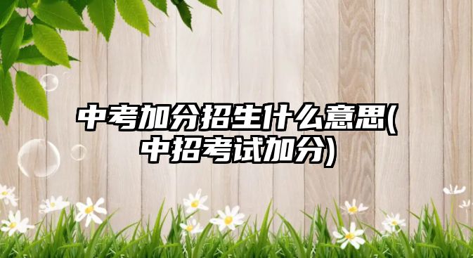 中考加分招生什么意思(中招考試加分)