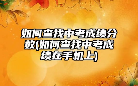 如何查找中考成績分數(shù)(如何查找中考成績在手機上)