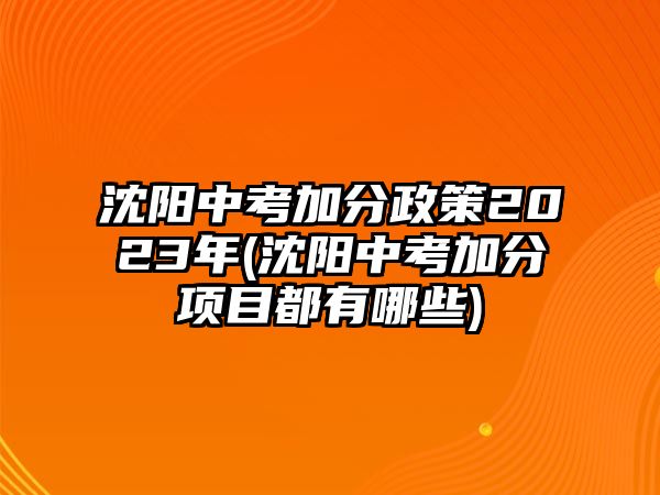 沈陽中考加分政策2023年(沈陽中考加分項目都有哪些)