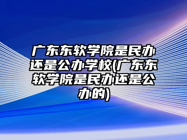 廣東東軟學院是民辦還是公辦學校(廣東東軟學院是民辦還是公辦的)