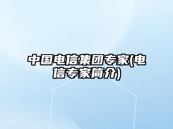 中國電信集團專家(電信專家簡介)