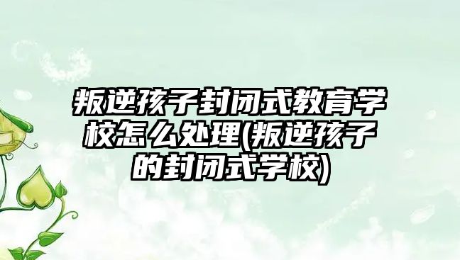 叛逆孩子封閉式教育學(xué)校怎么處理(叛逆孩子的封閉式學(xué)校)