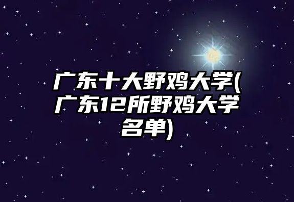 廣東十大野雞大學(廣東12所野雞大學名單)