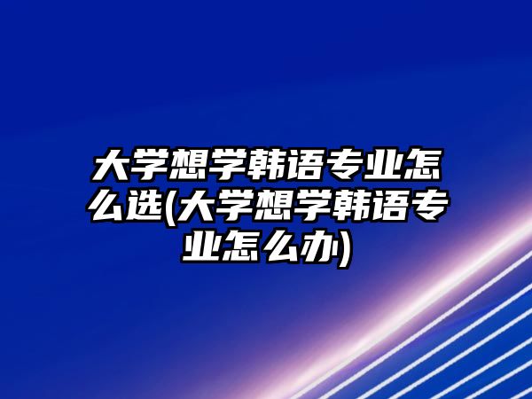 大學(xué)想學(xué)韓語專業(yè)怎么選(大學(xué)想學(xué)韓語專業(yè)怎么辦)