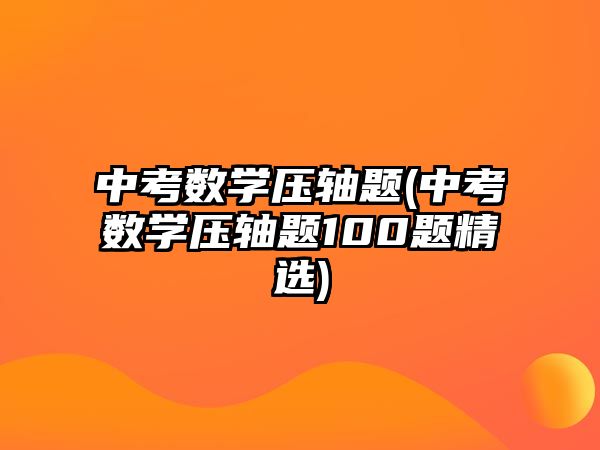 中考數(shù)學壓軸題(中考數(shù)學壓軸題100題精選)