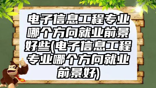 電子信息工程專業(yè)哪個方向就業(yè)前景好些(電子信息工程專業(yè)哪個方向就業(yè)前景好)