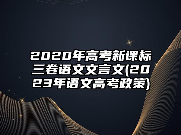 2020年高考新課標(biāo)三卷語文文言文(2023年語文高考政策)