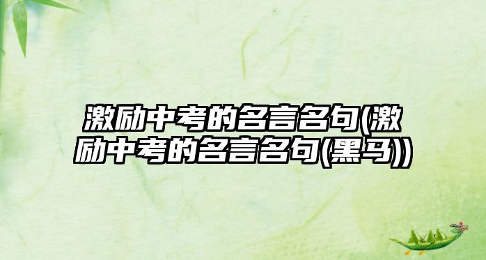 激勵(lì)中考的名言名句(激勵(lì)中考的名言名句(黑馬))