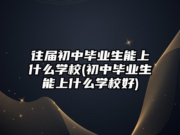 往屆初中畢業(yè)生能上什么學(xué)校(初中畢業(yè)生能上什么學(xué)校好)