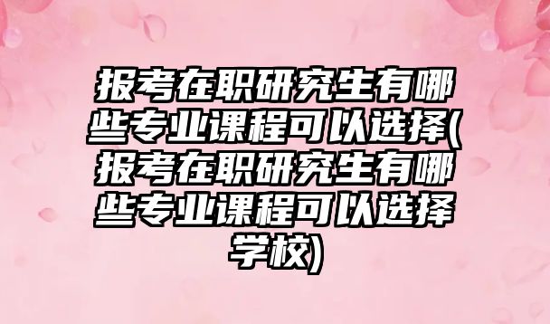 報(bào)考在職研究生有哪些專業(yè)課程可以選擇(報(bào)考在職研究生有哪些專業(yè)課程可以選擇學(xué)校)