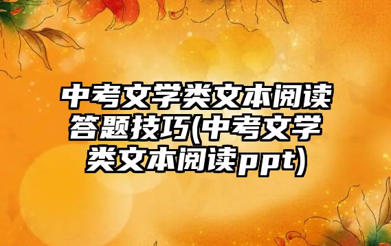 中考文學(xué)類文本閱讀答題技巧(中考文學(xué)類文本閱讀ppt)