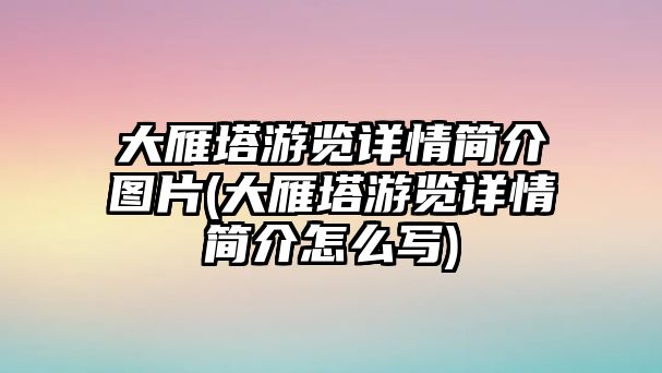 大雁塔游覽詳情簡介圖片(大雁塔游覽詳情簡介怎么寫)