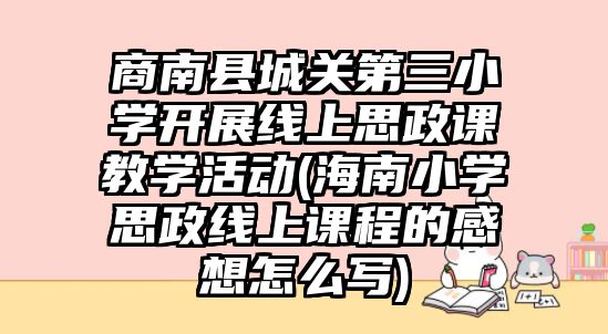 商南縣城關第三小學開展線上思政課教學活動(海南小學思政線上課程的感想怎么寫)