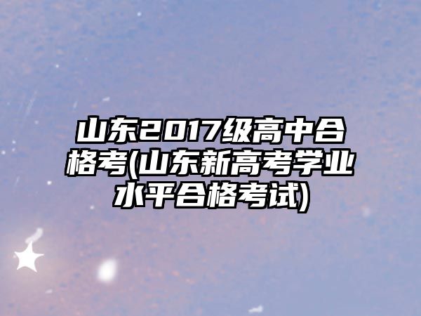 山東2017級高中合格考(山東新高考學(xué)業(yè)水平合格考試)