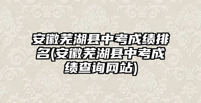 安徽蕪湖縣中考成績(jī)排名(安徽蕪湖縣中考成績(jī)查詢網(wǎng)站)