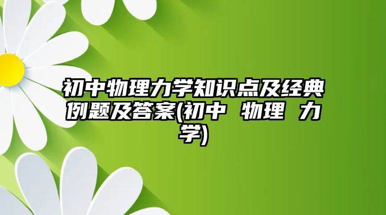 初中物理力學(xué)知識(shí)點(diǎn)及經(jīng)典例題及答案(初中 物理 力學(xué))