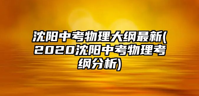 沈陽中考物理大綱最新(2020沈陽中考物理考綱分析)