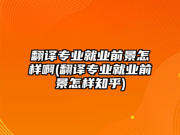 翻譯專業(yè)就業(yè)前景怎樣啊(翻譯專業(yè)就業(yè)前景怎樣知乎)