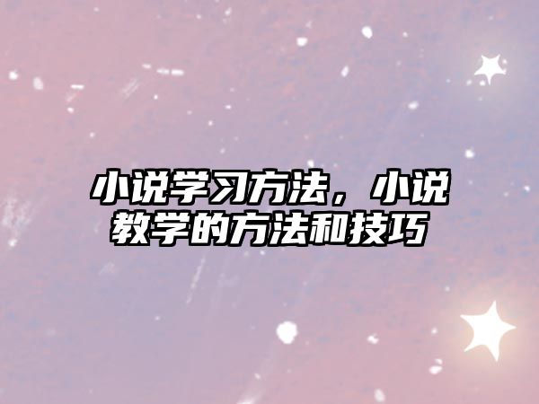 小說學(xué)習(xí)方法，小說教學(xué)的方法和技巧