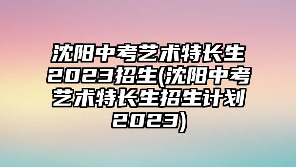 沈陽中考藝術特長生2023招生(沈陽中考藝術特長生招生計劃2023)