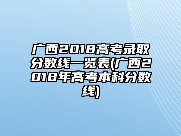 廣西2018高考錄取分數(shù)線一覽表(廣西2018年高考本科分數(shù)線)