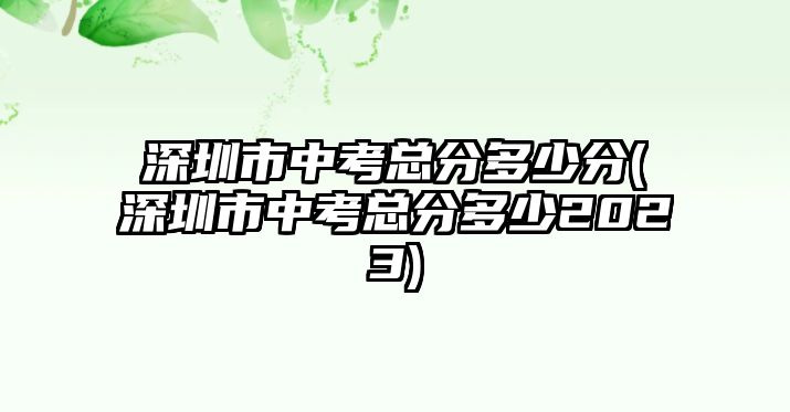 深圳市中考總分多少分(深圳市中考總分多少2023)