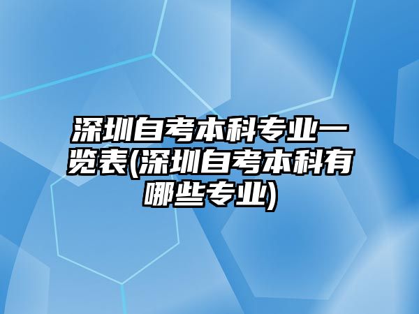 深圳自考本科專業(yè)一覽表(深圳自考本科有哪些專業(yè))