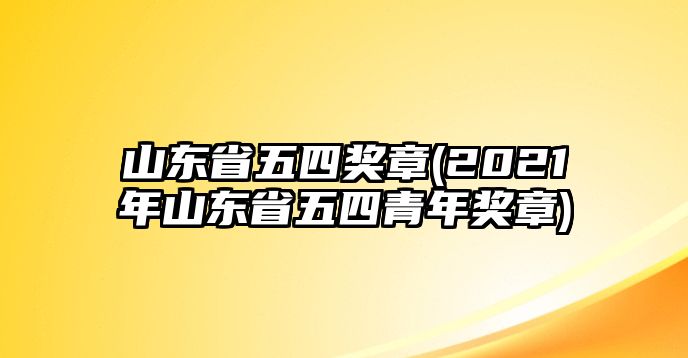 山東省五四獎?wù)?2021年山東省五四青年獎?wù)?