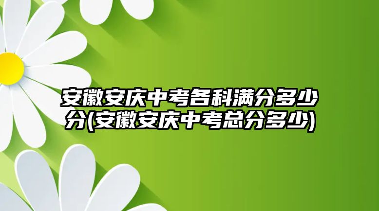 安徽安慶中考各科滿分多少分(安徽安慶中考總分多少)