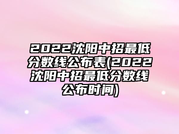 2022沈陽中招最低分?jǐn)?shù)線公布表(2022沈陽中招最低分?jǐn)?shù)線公布時(shí)間)